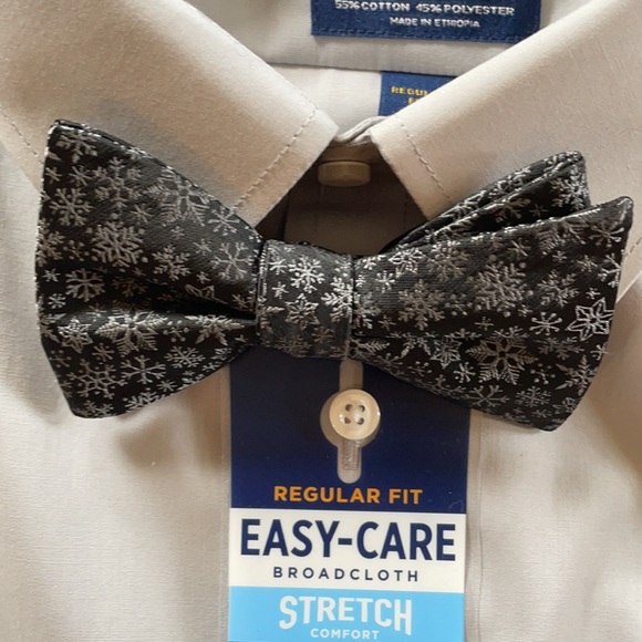 NEW Stafford Gray Dress Shirt w/ Bow Tie 17 32/33 - Picture 6 of 11